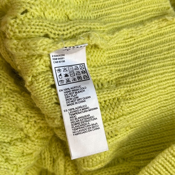 Forever 21 Crew Neck Loose Cable Knit Sweater Womens Sz L Bright Yellow Lime - Picture 4 of 7